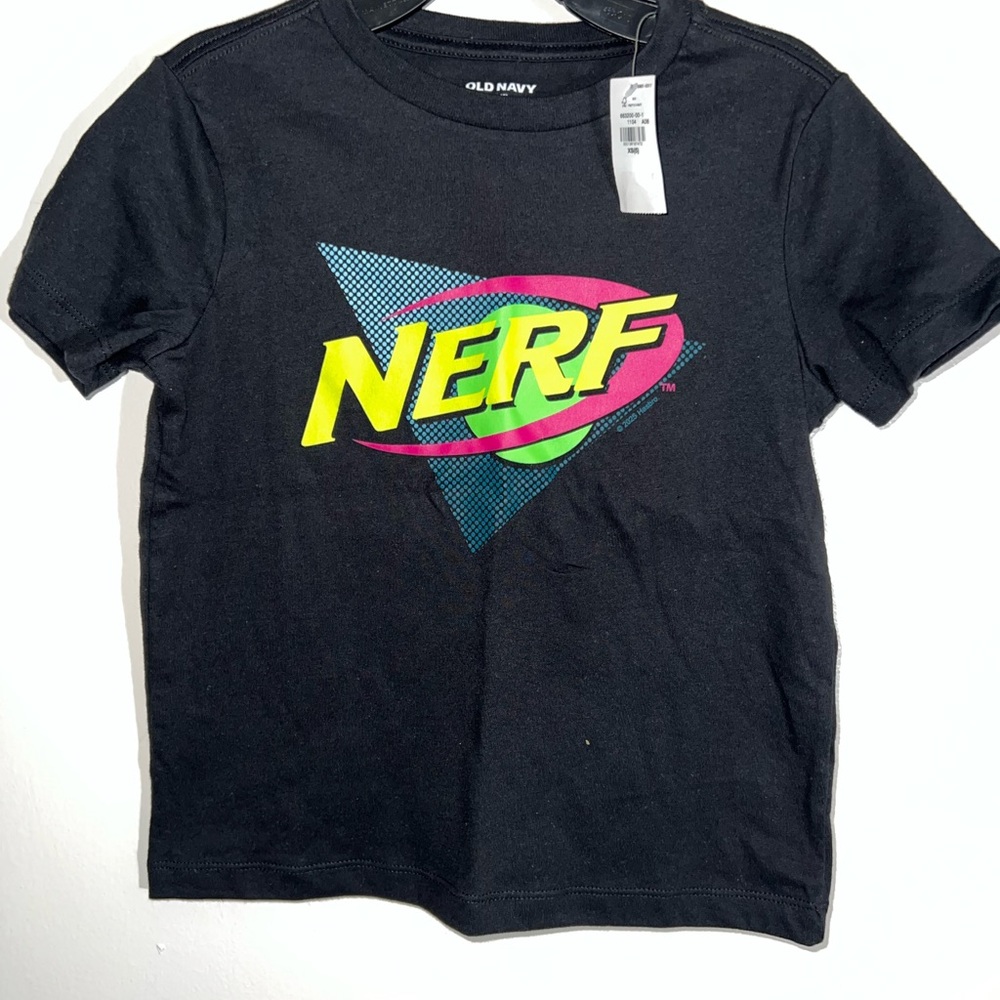 Old Navy Black Kids Nerf Logo Tee with Neon Accent